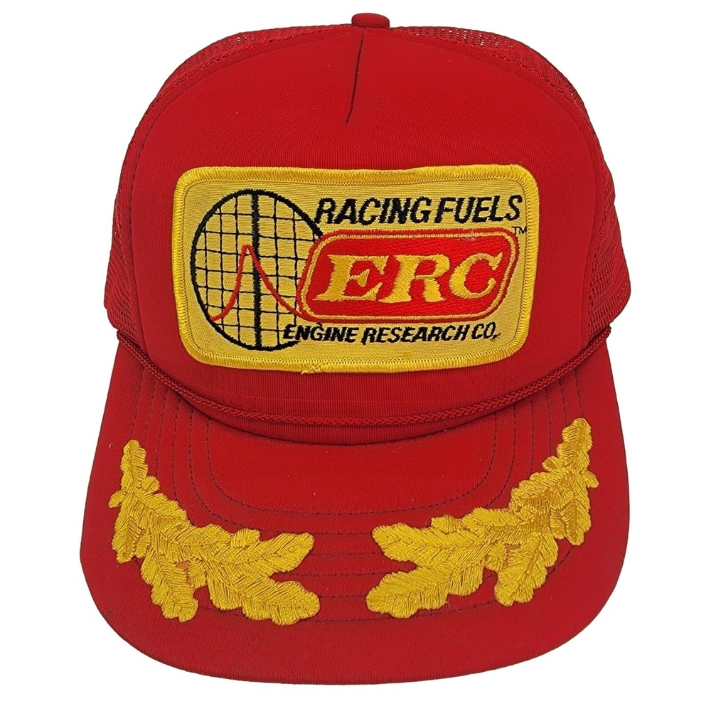 Racing Fuels (ERC) Engine Research Co. Red w/Gold Leaf Snapback Trucker Hat‎ Cap